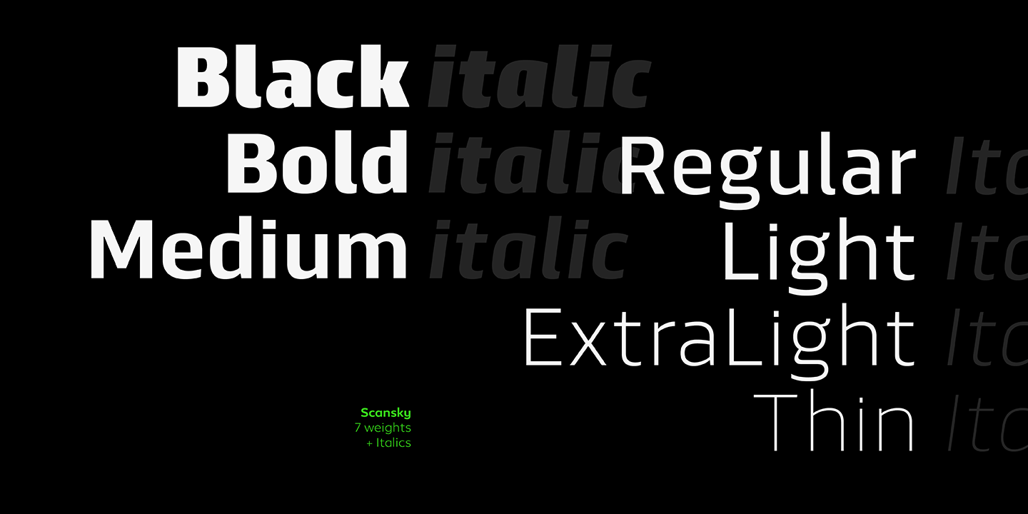 Przykład czcionki Scansky Condensed Light Italic